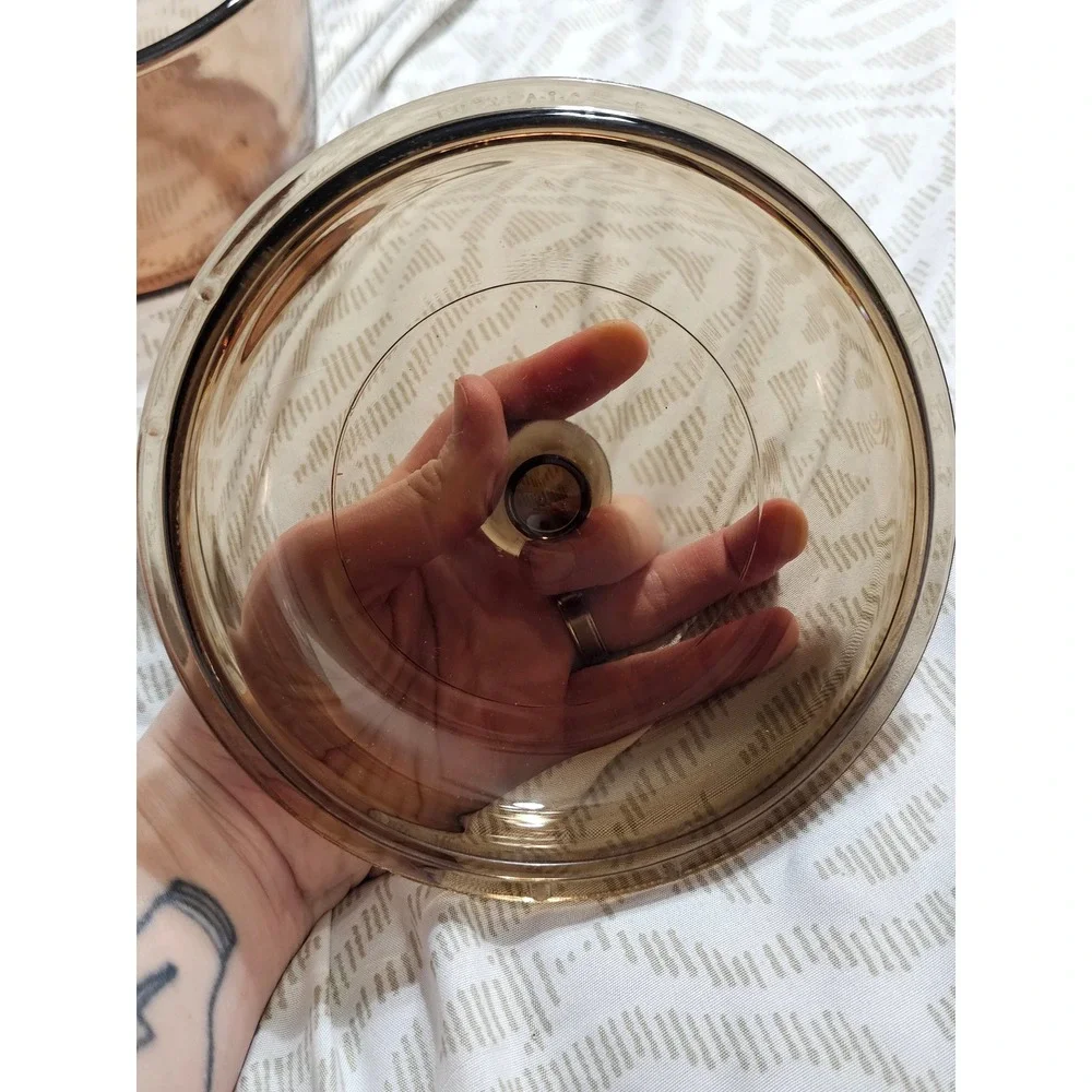 Vision Corning Amber Glass 1L Saucepan with Lid V-1.5-C Made in USA Vintage